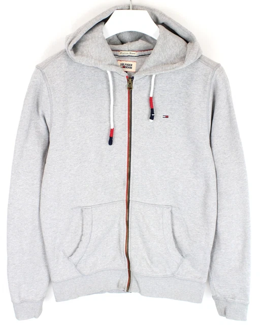 Tommy Hilfiger Denim Felpa con Cappuccio Uomo S Cerniera Intera Melange Grigio