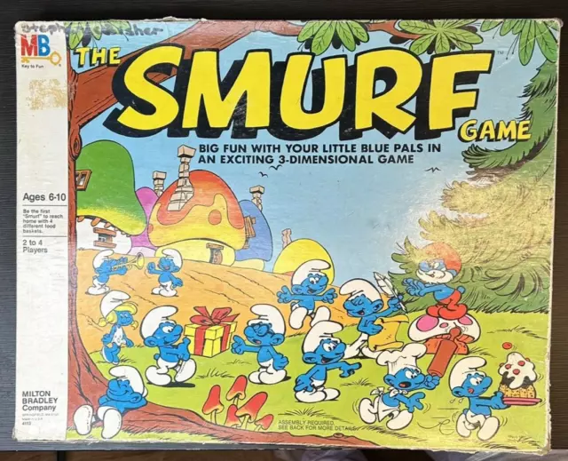 Vtg The SMURF Board Game" 3D Dimensional Game 1981 Milton Bradley MB + 3 Books