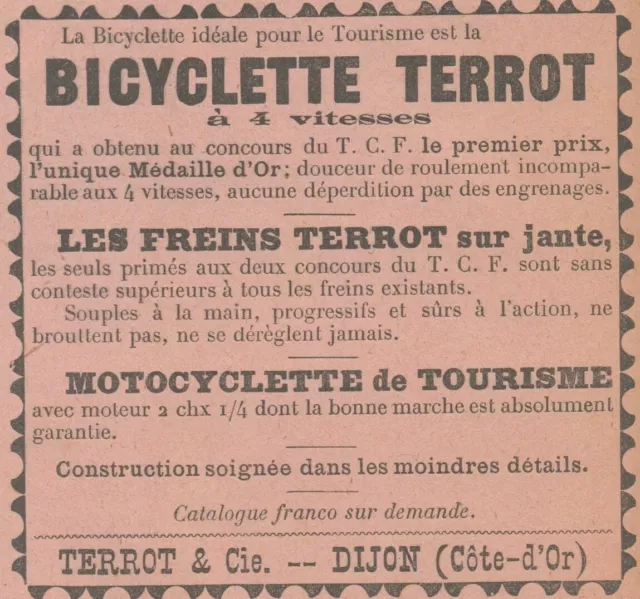 Y5825 Cycles et Motocyclette de Tourisme TERROT - Publicité ancienne - 1903...
