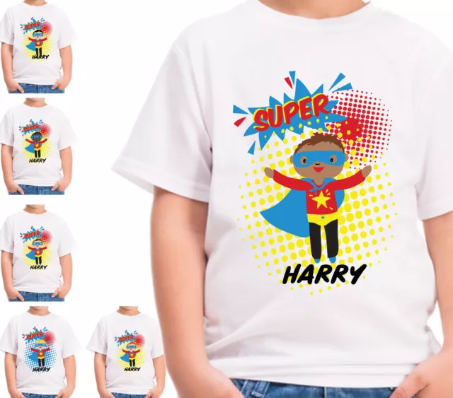 Personalised Superhero Boys T-Shirt Childrens T Shirt Kids Custom Top