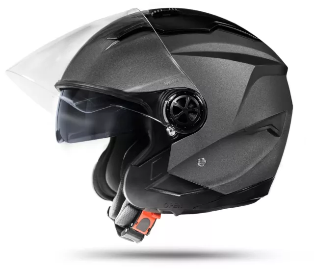 LA Street Jethelm Grau S mit Doppelvisier DVS ECE Motorradhelm Anthrazit Silber