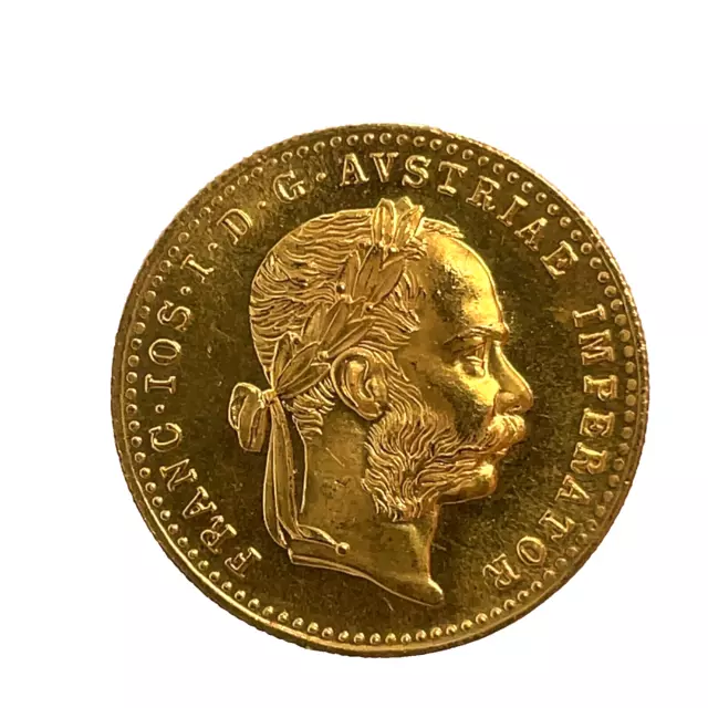 1915 Austrian 1 Ducat Gold AGW .1106 oz Coin BU Prooflike Restrike KM # 2267