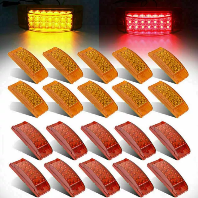 Amber Red 6" 21 LED Sealed Side Marker Clearance Light Trailer Truck Rectangle