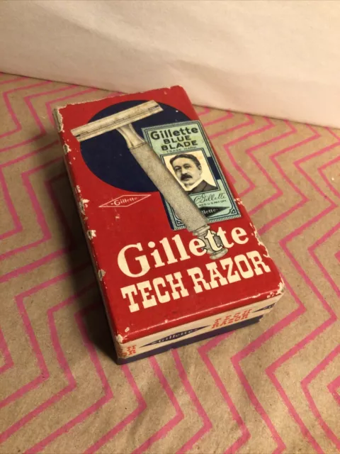 Awesome Early Gillette Tech Vintage Safety Razor Box Only