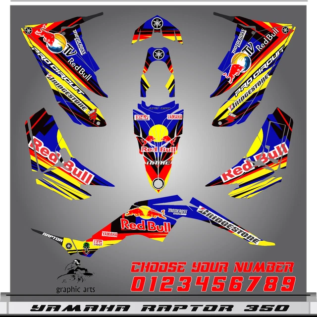 Yamaha Raptor 350 graphics kit 2004 2006 2009 to 2014 decals stickers atv utv