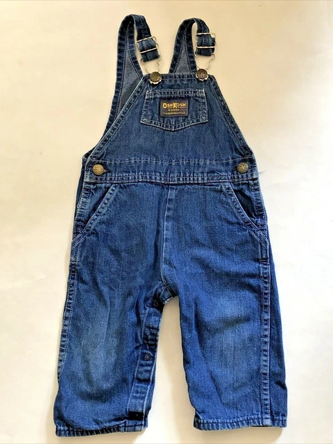 Oshkosh OVERALLS VTG Baby Vestbak Sz 24 Mos Blue Denim 100% Cotton USA AFL CIO