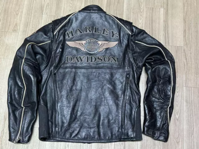 Harley Davidson Men's 110th Anniversary Motorcycle Leather Jacket Rare Used