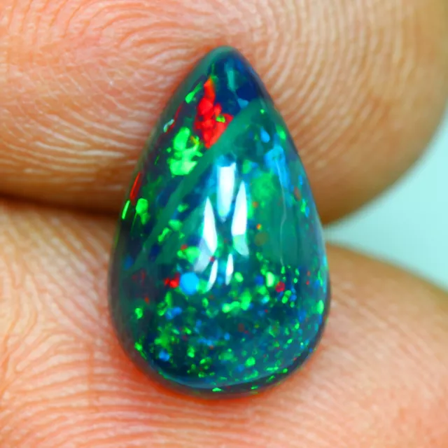 Ethiopia Natural Black Fire Opal 11.4x7.2mm Pear Cut 1.57 carat Loose Gemstone