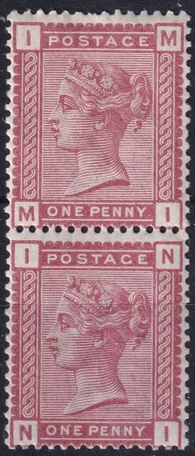 GB 1880-81 - 1d - One penny - Venetian Red - 2 Vertical - Mounted Mint - SG166