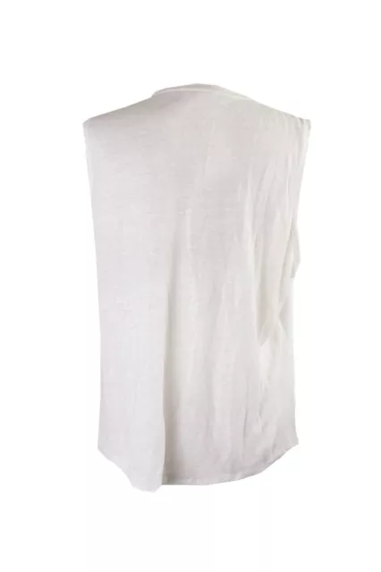 Calvin Klein White Sleeveless Faux-Suede Perforated Shell  L 2