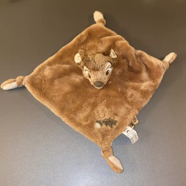 Doudou plat faon biche Bambi marron crème glands Disney Nicotoy état neuf