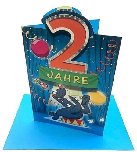 GEBURTSTAGSKARTE 2 JAHRE Junge Glückwunschkarte zum zweiten Geburtstag
