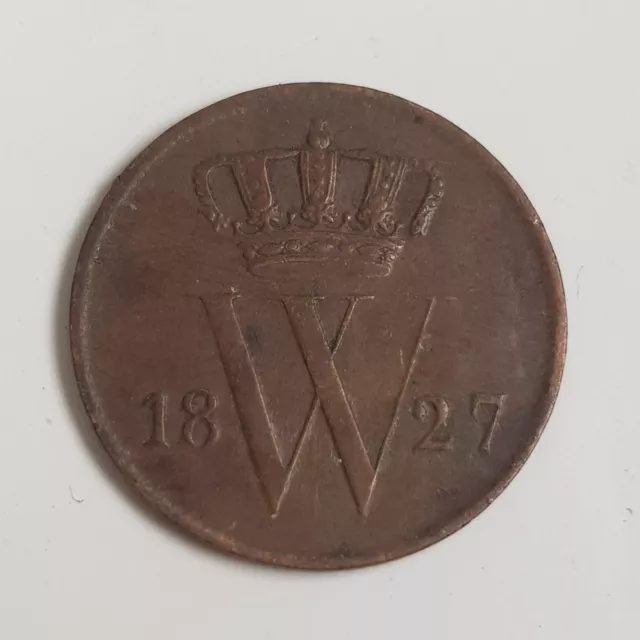 1827 Netherlands Willem I 1 Cent Coin #9636-15