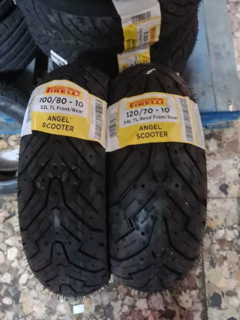 Coppia Gomme 100/80-10 53L 120/70-10  54L PIRELLI ANGEL SCOOTER DOT2023/2024