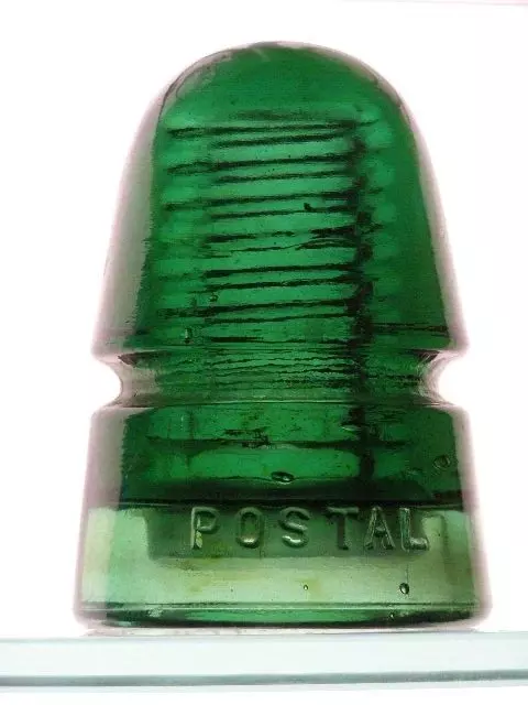 CD 145 [10] Postal green with amber wisps "beehive" glass insulator