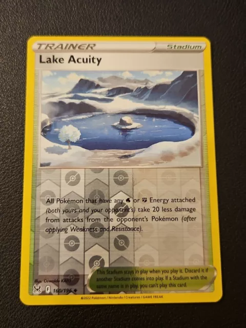 Pokemon Lost Origin REVERSE HOLO FOLO FOLIE Lake Acuity 160/196 Karte AGB