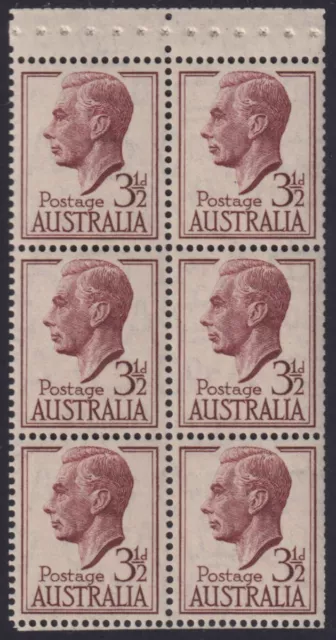 AUSTRALIA - 1951 3½d BROWN Booklet Pane  SG 247 MNH Cv $15 [E2952]