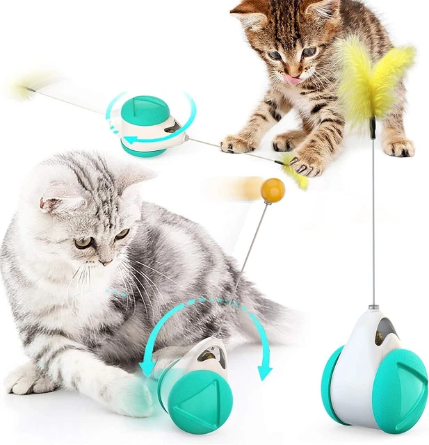 Interactive Cat Toys for Indoor Cats with Ball and Feather, Self-Moving Toy