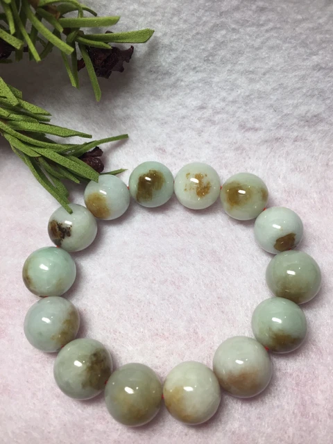 14mm- 100% Burma Natural Grade A Jadeite Bead Bracelet, Undyed, Untreated.
