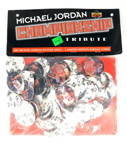 1996 Upper Deck Michael Jordan Championship Tribute Picture Discs Coins Bag
