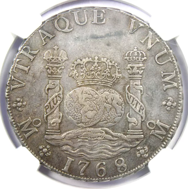 1768 Mexico Pillar Dollar 8 Reales Silver Coin (8R) - Certified NGC AU53 - Rare!