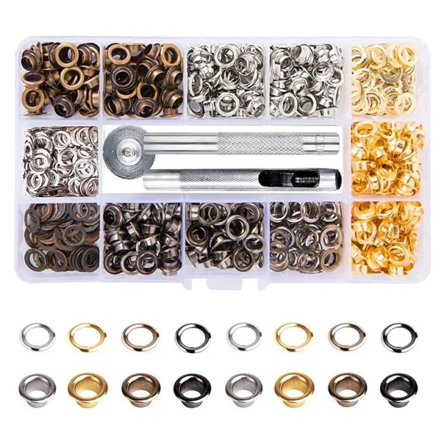 100 Sets Eyelet Setting Tool Kit, Metal Eyelets 6/8/10/12mm with Hole Punch  Tool
