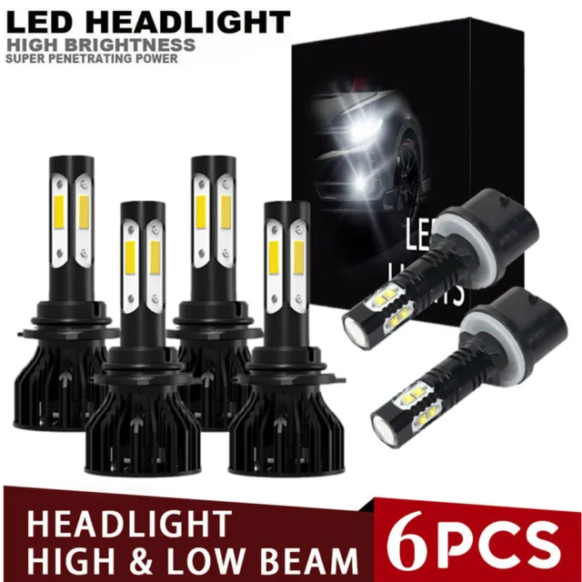 For GMC Envoy 2002-2009 6x LED Headlight High Low Beam + Fog Lights Bulbs Kit
