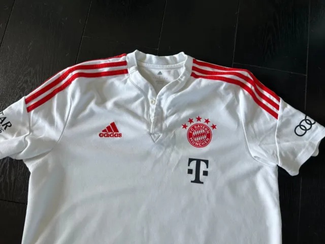 FC Bayern München - Adidas Poloshirt - weiß - Gr.L - Sponsorenaufdruck
