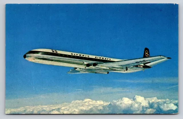 Olympic Airways Comet 4B Jet Airplane In Flight Postcard Airlines Issue