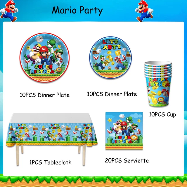 SUPER MARIO BROS Kids Birthday Party Supplies Paper Cup Plates ...