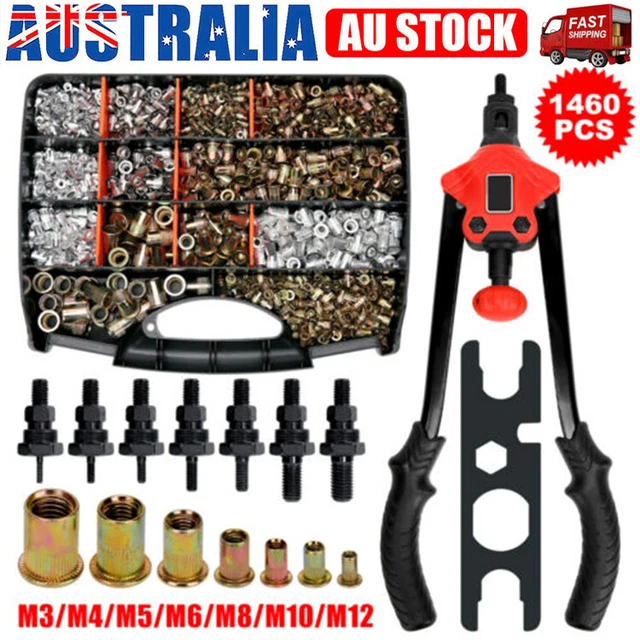 Nut Revertor HEAVY DUTY RIVET Nut Riveter Rivnut Nutsert Gun Riveting Tool Kit ...