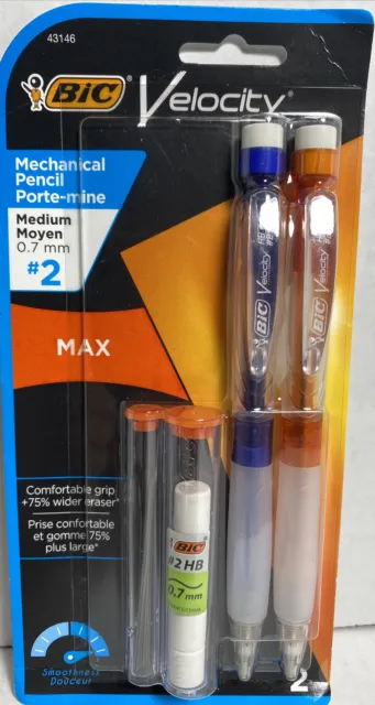 Bic Velocity Med #2 Pencil Max with Lead 2 Pencils New R1