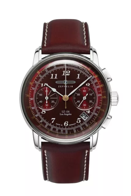 Zeppelin LZ 126 Los Angeles Quartz chronograph with leather strap 7614-6