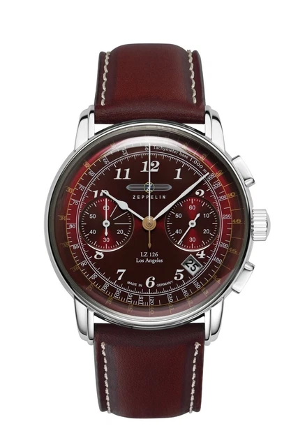 Zeppelin LZ 126 Los Angeles Quartz chronograph with leather strap 7614-6