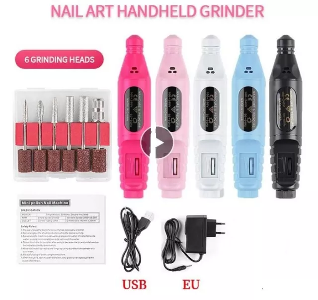 Kit Ponceuse A Ongles Electrique Usb Manucure Pedicure + Accessoires