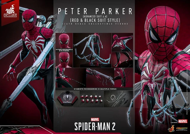 FIGURINE MARVEL'S SPIDER-MAN 2 Peter Parker Advanced Suit 2.0 rouge et ...