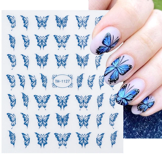Pegatinas autoadhesivas para uñas mariposas y flores arte para uñas