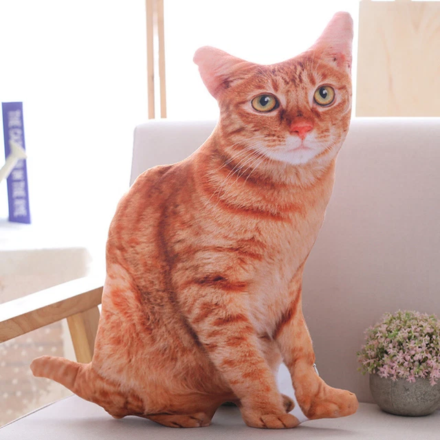 1 pz cuscino stereo 3D gatto simulato peluche giocattolo cuscino giocattolo imbottito (marrone)