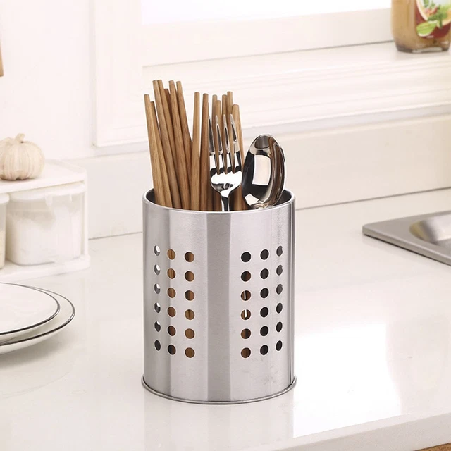 Soporte para utensilios de plata/acero inoxidable utensilio de cocina soporte estante drenaje