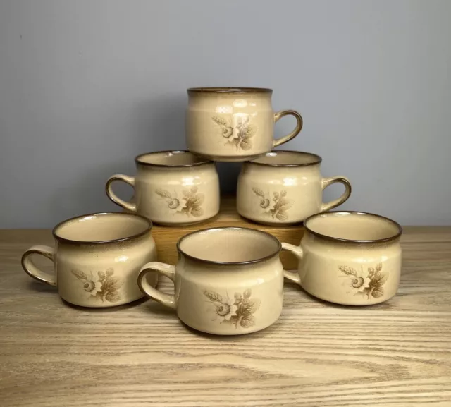 Denby Memories Stoneware Tea / Coffee Cups x 6 - Vintage - Made In England