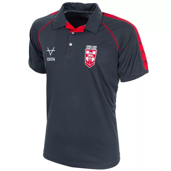 England Rugby League Polo Shirt  Charcolal