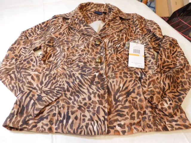 Gloria Vanderbilt casuals cheetah cat print jacket S bitter Chocolate 60196886