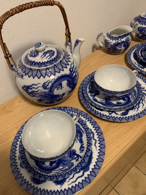 Alnicov Miniatur Teeservice 15-teilig - Porzellan Puppenhaus Zubehör 1/12