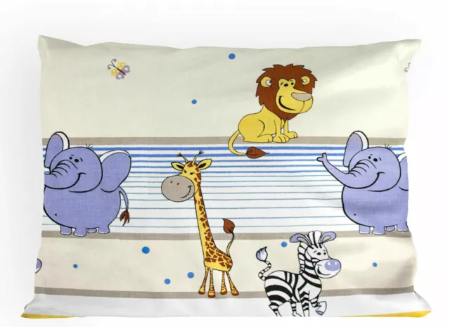 Baby Kissenhülle mit Reißverschluss 60x40cm Baumwolle ANTIALLERGEN Safari blau