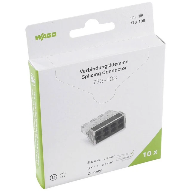 Borne de raccordement rigide: 0.75-2.5 mm² Nombre de pôles (num): 8 WAGO 10