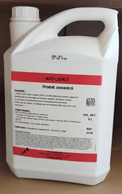 Antimousse / Anti-lichen concentré pour toiture, terrasse, mur - 5L