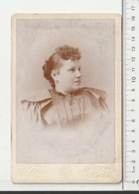 Antique Late 1800s Victorian Cabinet card Photo Gorgeous Chubby lady NY G Sinn