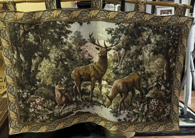 Goblys French Elk Deer Forest Tapestry 54" x 33"