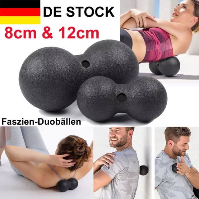 8cm &12cm Massageball Faszien Ball Schwarz Rolle DuoBall Massage Doppelball Reha