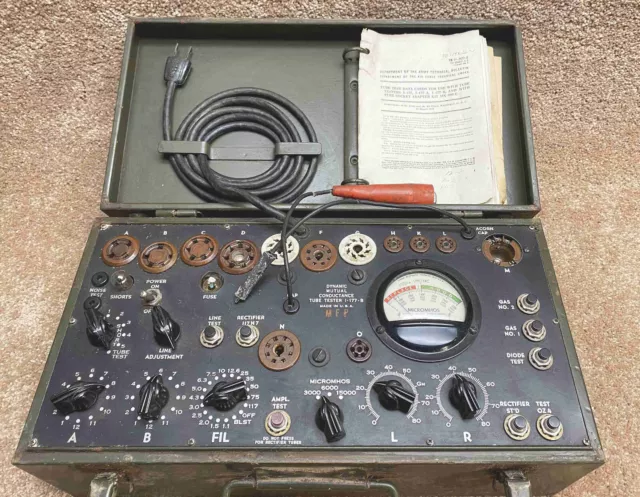 Army / Military / Signal Corps I-177-B  Tube Tester Powers Up